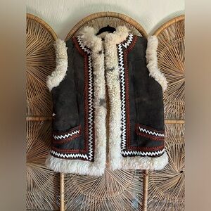 Vintage 70s Afghan Sheepskin Bohemian Vest